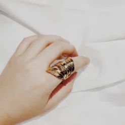Bague 3 Plumes Dorée