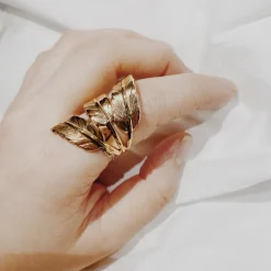 Bague 3 Plumes Dorée