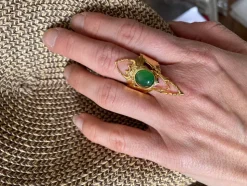 Bague Beetle Dorée Jade