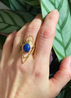 Bague Beetle Dorée Lapis Lazuli