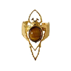 Bague Beetle Dorée Oeil de Tigre