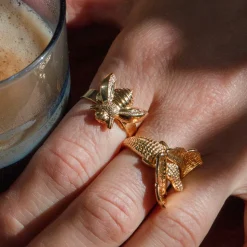 Bague Crocodile Ginkgo Dorée
