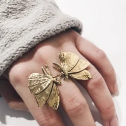 Bague Double Petit Papillon Dorée