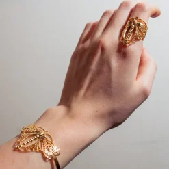 Bague Libellule Volant Dorée