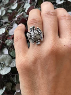 Bague petit hibou argentée