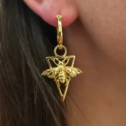 Boucles d'Oreilles Abeilles Pendantes Dorées