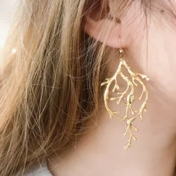 Boucles d'oreilles Algue Dorées