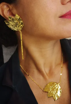 Boucles d'oreilles Austine Feuilles Dorées