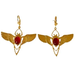 Boucles d'oreilles Beetle Dorées Cornaline