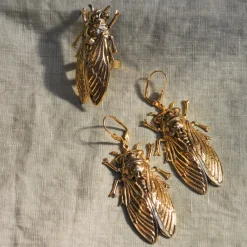 Boucles d'Oreilles Cicadas Dorées