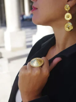 Boucles d’oreilles Dôme Trio Dorées