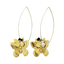 Boucles d'oreilles Double Papillon Dorées