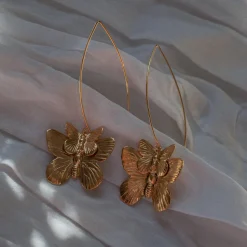 Boucles d'oreilles Double Papillon Dorées