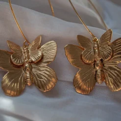 Boucles d'oreilles Double Papillon Dorées