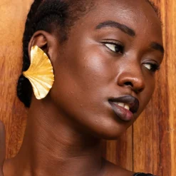 Boucles d'oreilles Feuille de Ginkgo Doré