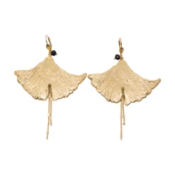 Boucles d'Oreilles Feuille de Ginkgo Dorées