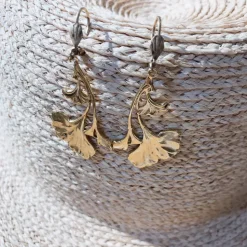 Boucles d'Oreilles Ginkgo Dorées