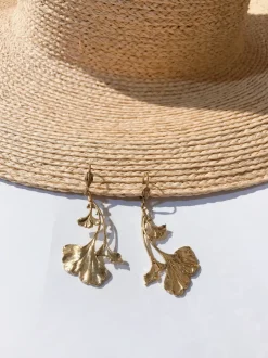 Boucles d'Oreilles Ginkgo Dorées