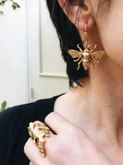 BOUCLES D'OREILLES INSECTE DORE