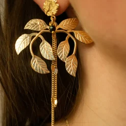 Boucles d'Oreilles Laurier Dorées