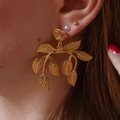 Boucles d'Oreilles Laurier Dorées