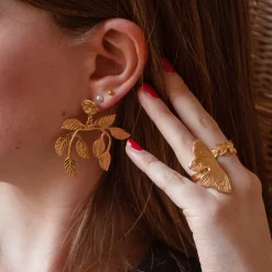 Boucles d'Oreilles Laurier Dorées