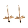Boucles d'Oreilles Libellule Onyx Dorées