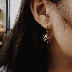 Boucles d'Oreilles Mini Panthère Dorées