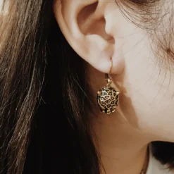 Boucles d'Oreilles Mini Panthère Dorées