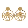 Boucles d'Oreilles Octopus Dorées