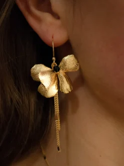 Boucles d'Oreilles Pansy Dorées