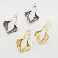 Boucles d'Oreilles Petit Ginkgo Dorées