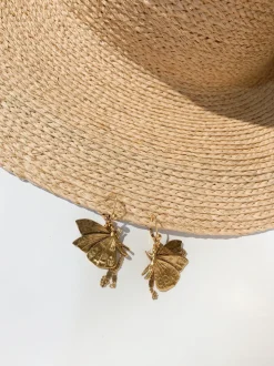 Boucles d'Oreilles Petit Papillon Dorées
