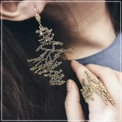 Boucles d'Oreilles Seaweed Dorées
