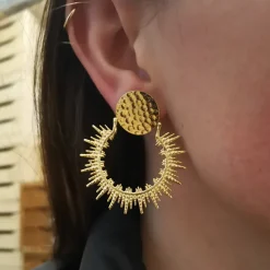 Boucles d'Oreilles Soleil Dorées