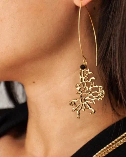 Boucles d'oreilles tige corail argentée