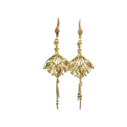 Boucles d'oreilles Trois Feuilles Dorées