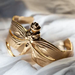 Bracelet Courbée Libellule Doré