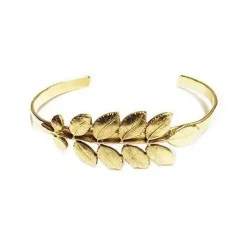 Bracelet Jonc Petit Feuille d'Acacia Doré
