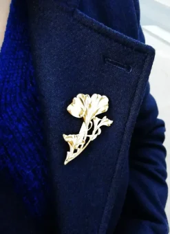 Broche Grand Gingko Dorée