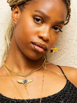 Choker Beetle Doré Lapis Lazuli Bleu