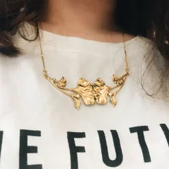 Collier Double Ginkgo Doré