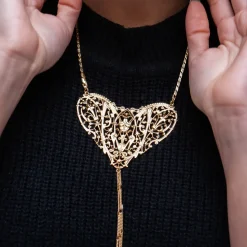 Collier Grand Filigrane Cœur Doré