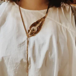 Collier Long Scarabée Doré